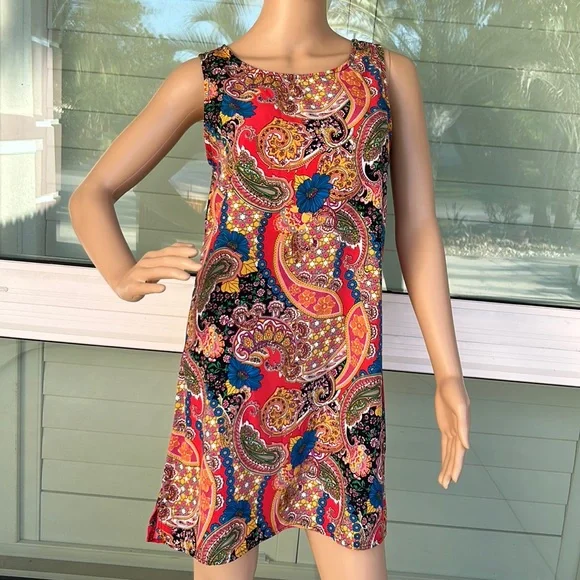 tobi mini dress TOBI Paisley Patterned Draw String Back Mini Dress Slit Sides